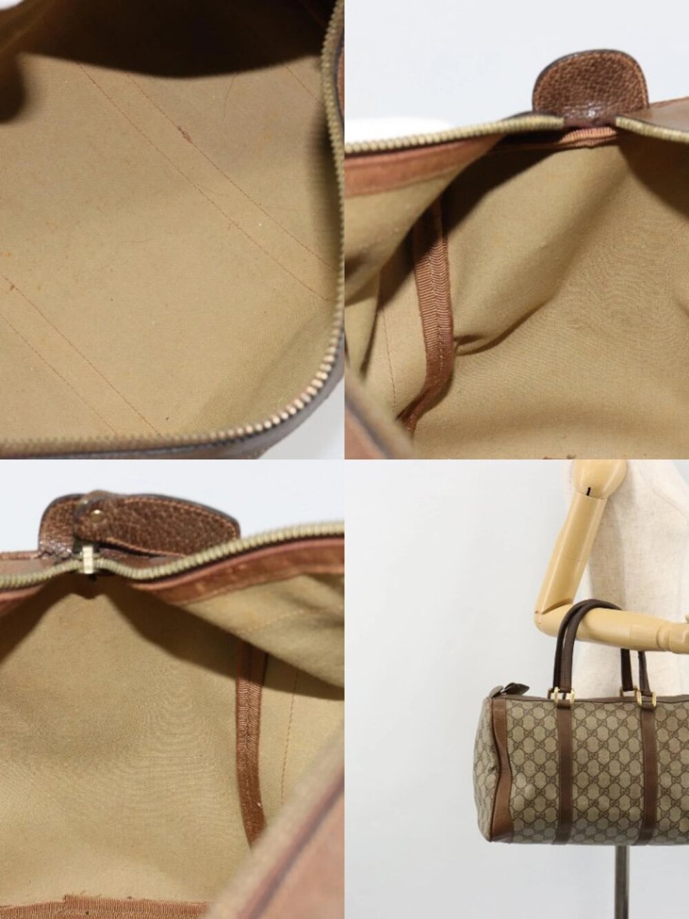 GUCCI GG Supreme Boston Bag PVC Beige Gold Auth 184499 - Picture 14 of 14